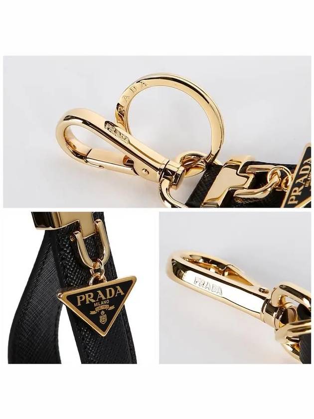 Saffiano Logo Key Holder Black - PRADA - BALAAN 5