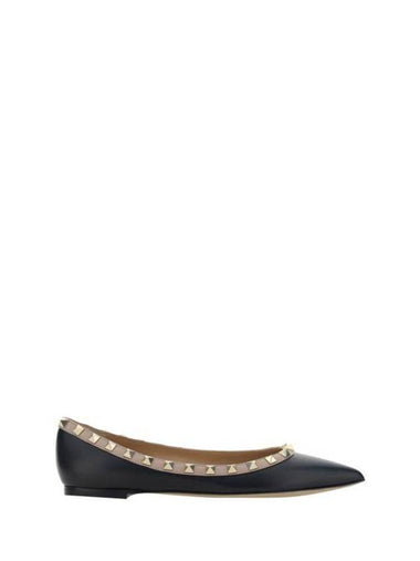 Rockstud Leather Flat Black - VALENTINO - BALAAN 1