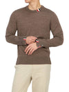 Intarsia Stitch Crew Neck Merino Wool Knit Top Brown - THOM BROWNE - BALAAN 6