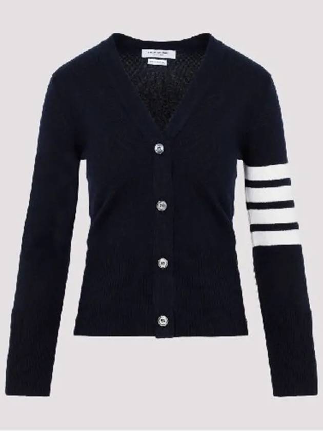 4-Bar V-Neck Cashmere Cardigan Navy - THOM BROWNE - BALAAN 2