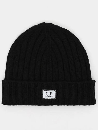 Extra Fine Merino Wool Logo Beanie Black - CP COMPANY - BALAAN 2