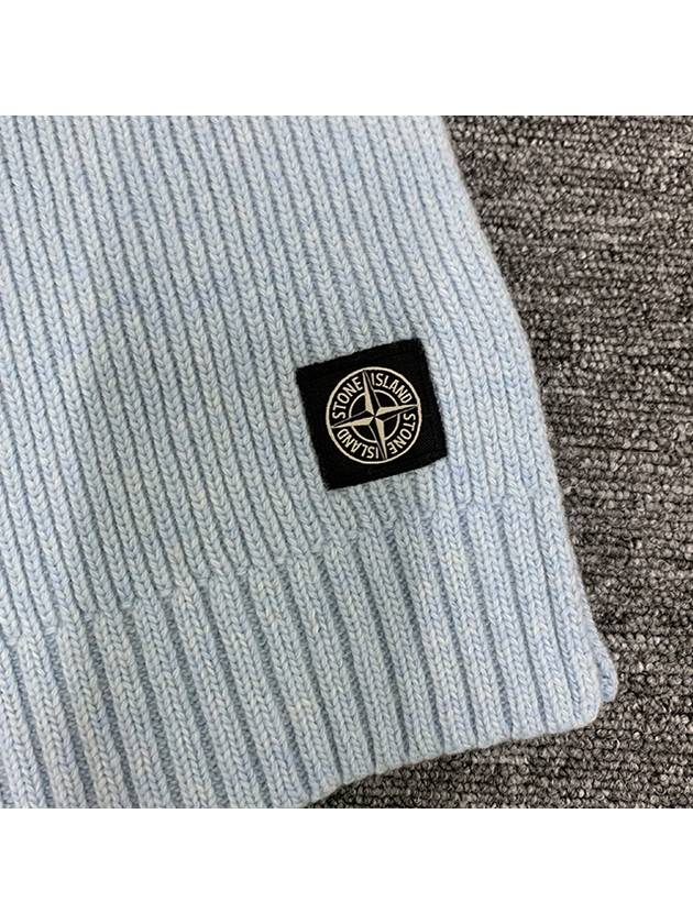 Kids Logo Patch Wool Cashmere Muffler Sky Blue 7916N02Z3 V0041 - STONE ISLAND - BALAAN 3