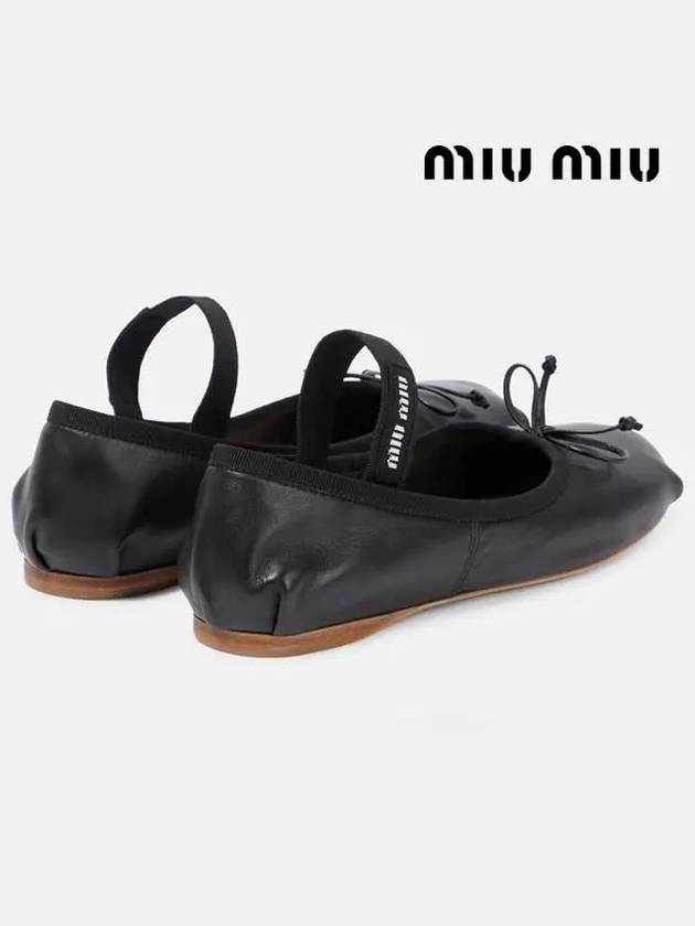 Women's Logo Leather Ballerinas Black - MIU MIU - BALAAN 4