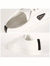 Brushed Leather Low Top Sneakers White Black - PRADA - BALAAN 6