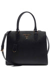 Saffiano Gold Square Leather Tote Bag Black - PRADA - BALAAN 3