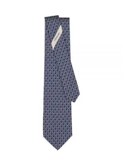 Gancini Print Silk Tie Navy - SALVATORE FERRAGAMO - BALAAN 2