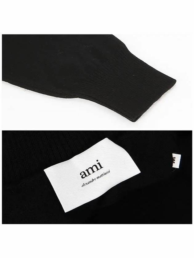 Men's Heart Logo Wool Turtleneck Black - AMI - BALAAN 7