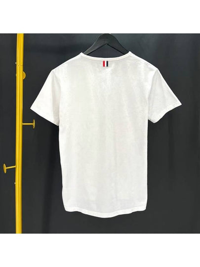 Pocket three stripe short sleeve t shirt white size 2 - THOM BROWNE - BALAAN 2