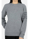 Women's 4 Bar Stripe Cashmere Pullover Knit Top Light Grey - THOM BROWNE - BALAAN 3