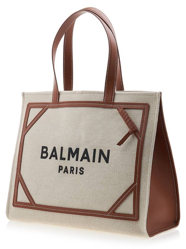 B-Army Logo Canvas Shopper Tote Bag Ivory Brown - BALMAIN - BALAAN 3