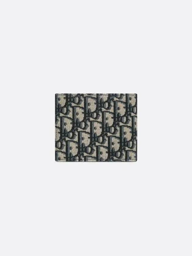 Compact Wallet Beige & Black  Oblique Jacquard - DIOR - BALAAN 5