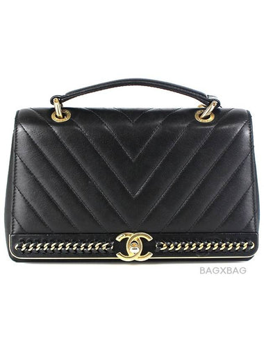 CH Season Chevron Tote Bag Black Gold CH42BG056 - CHANEL - BALAAN 1