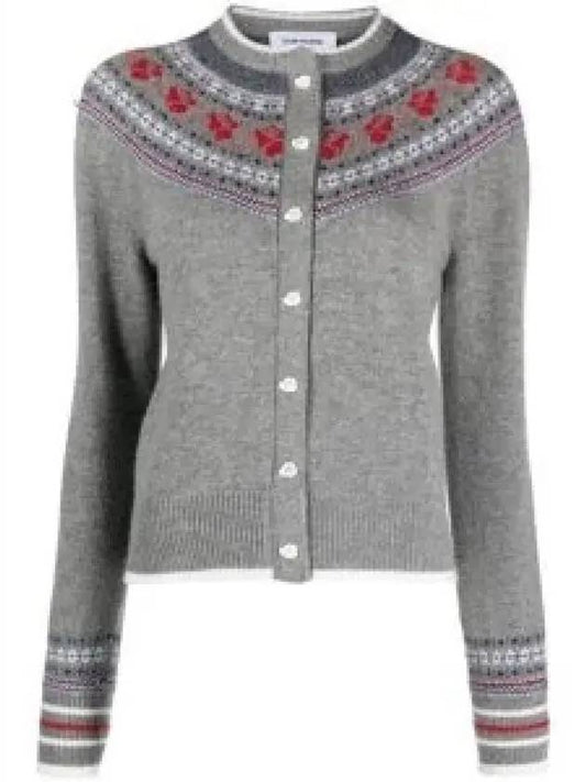 Rose Iceland Fair Isle Intarsia Cardigan FKC596AY1029 - THOM BROWNE - BALAAN 2