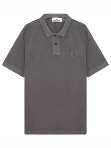 Pigment dyed logo patch polo t shirt - STONE ISLAND - BALAAN 1