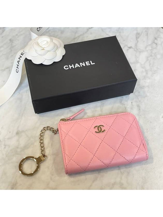 Classic key holder zipper card wallet pink AP0221 - CHANEL - BALAAN 1