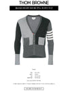 4 Bar V-Neck Fun Mix Cashmere Cardigan Grey - THOM BROWNE - BALAAN 3