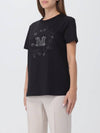 Women's Elmo Logo Detail Short Sleeve T-Shirt Black - MAX MARA - BALAAN 4