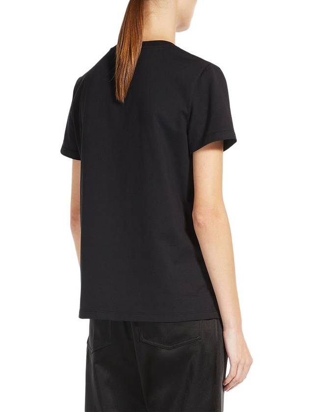 Embroidered Logo Crewneck Short Sleeve T-Shirt Black - MAX MARA - BALAAN 6