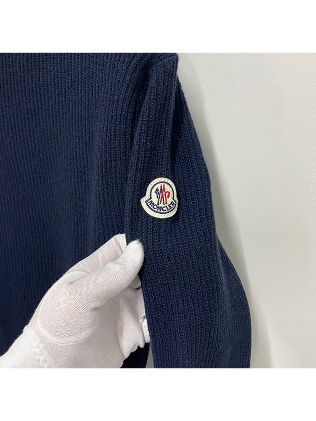 Logo Patch Wool Cashmere Knit Top Navy - MONCLER - BALAAN 6