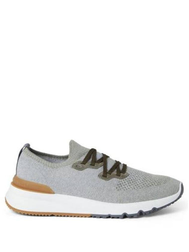 Stretch Knit Low Top Sneakers Grey Green - BRUNELLO CUCINELLI - BALAAN 1