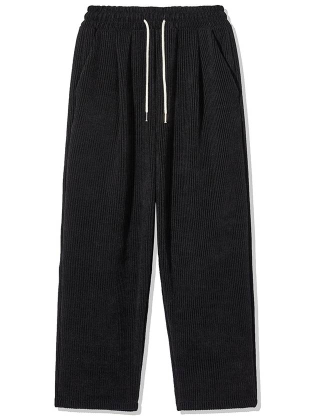 Wide one tuck common corduroy banding pants BLACK - WEST GRAND BOULEVARD - BALAAN 2