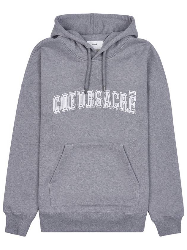 Coeur Sacre Embroidered Lettering Logo Hoodie Grey - AMI - BALAAN 10