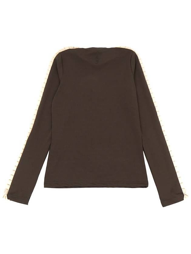 Pleated Trim Long Sleeve T-Shirt Brown - JW ANDERSON - BALAAN 3