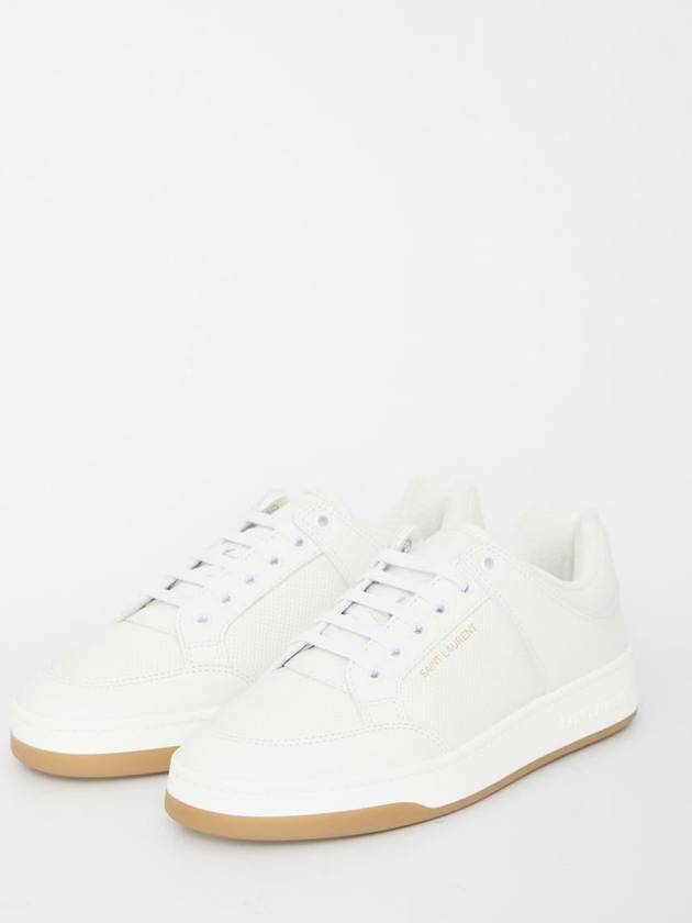 SL 61 Logo Signature Leather Low Top Sneakers White - SAINT LAURENT - BALAAN 3