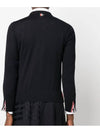 Intarsia Stitch Crew Neck Merino Wool Knit Top Navy - THOM BROWNE - BALAAN 4