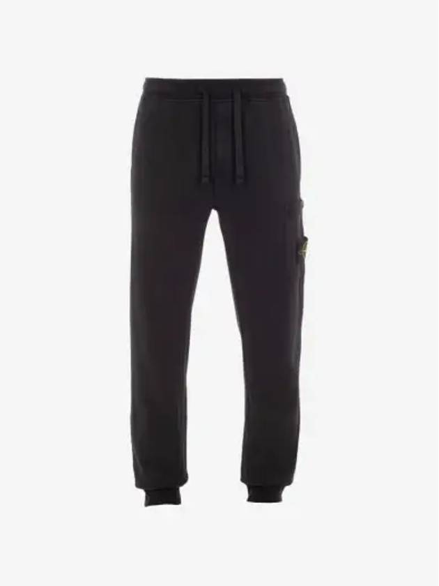 Garment Dying Cotton Fleece Track Pants Black - STONE ISLAND - BALAAN 3