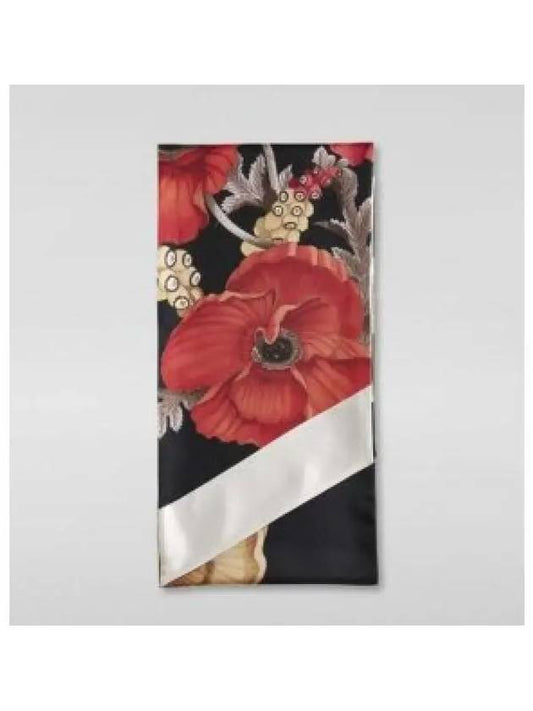 Poppies Print Silk Scarf Black - SALVATORE FERRAGAMO - BALAAN 2