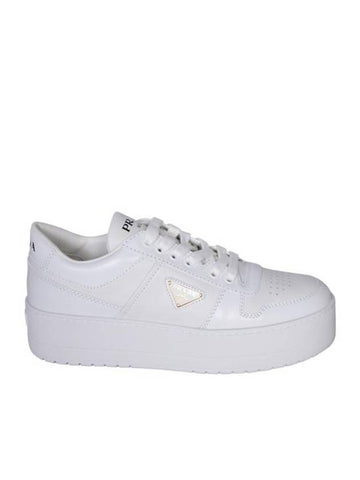 Downtown Bold Leather Low Top Sneakers White - PRADA - BALAAN 1