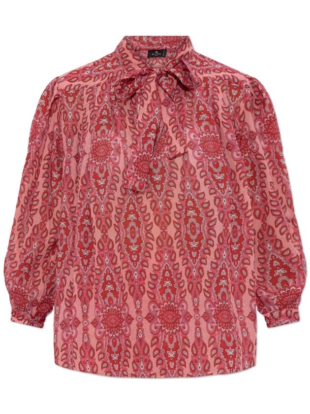 Etro Patterned Top With Decorative Tie At The Neckline, Women's, Red - ETRO - BALAAN 1