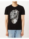 Men's Patchwork Skull Print Short Sleeve T-Shirt Black - ALEXANDER MCQUEEN - BALAAN 4