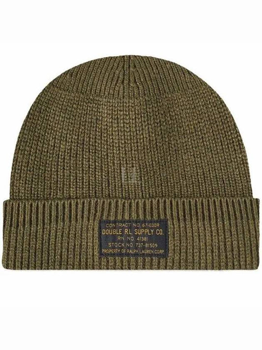 Double RL Patch Cotton Beanie Dark Green - POLO RALPH LAUREN - BALAAN 2