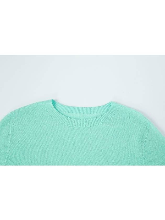 100% Wool Round Neck Sleeve Sweater Mint C3KPO74MT - CALLAITE - BALAAN 5