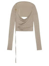 Le Haut Peplo Draped Cut-Out Cupro Long Sleeve T-shirt Beige - JACQUEMUS - BALAAN 2