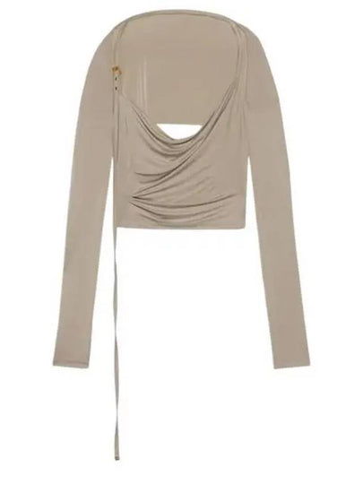 Le Haut Peplo Draped Cut-Out Cupro Long Sleeve T-shirt Beige - JACQUEMUS - BALAAN 2