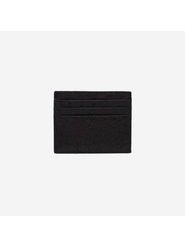 Ostrich Leather Card Wallet Black - PRADA - BALAAN 1