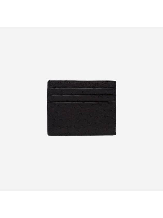 Ostrich Leather Card Wallet Black - PRADA - BALAAN 1