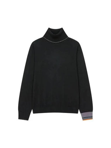 PS Women s Glitter Trim Roll Neck Knit Black 271300 - PAUL SMITH - BALAAN 1