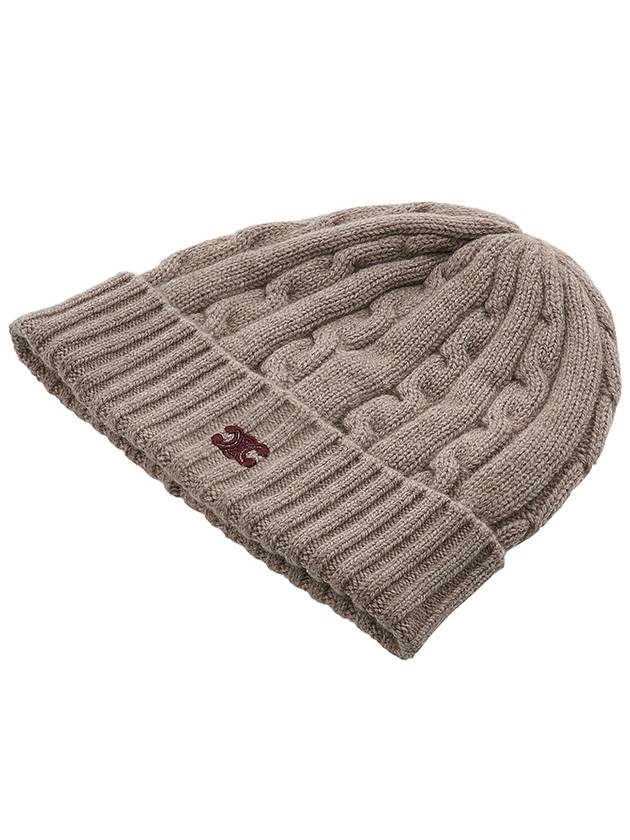 Triomphe Cable Knit Cashmere Beanie Light Taupe - CELINE - BALAAN 4