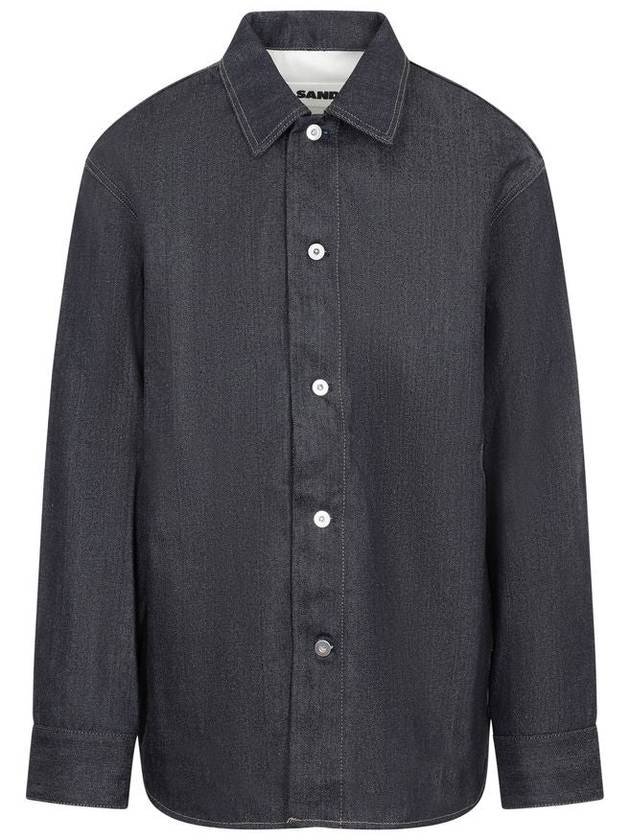 Stitching Detail Relaxed Fit Denim Cotton Long Sleeve Shirt Dark Blue - JIL SANDER - BALAAN 2