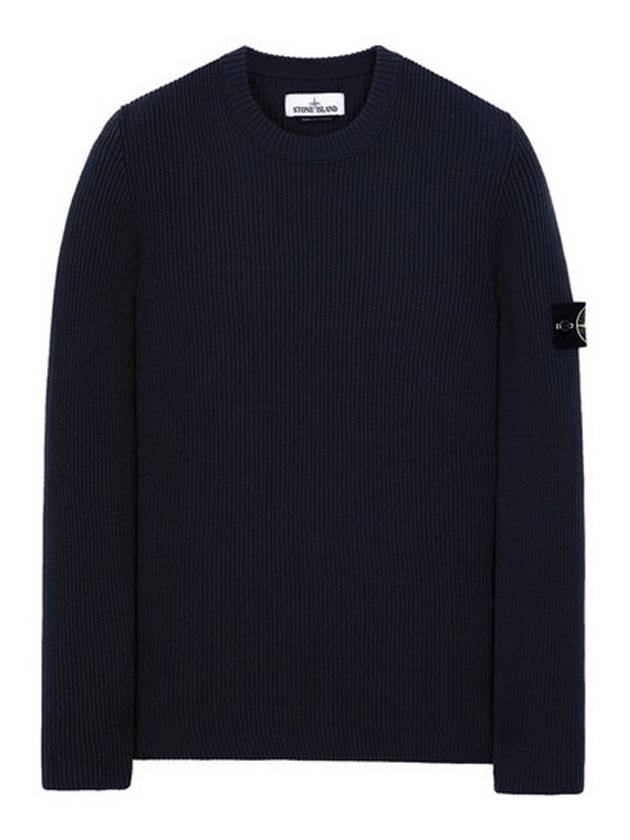 Full Rib Pure Wool Crewneck Knit Top Navy - STONE ISLAND - BALAAN 1