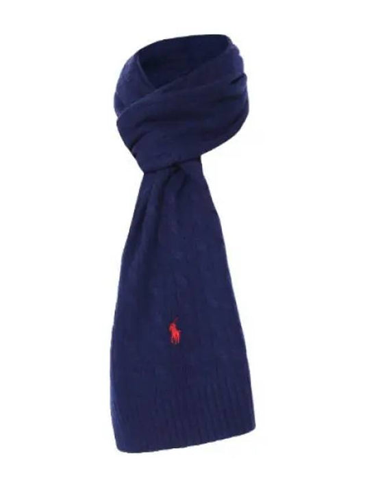 Pony logo embroidery cable knit wool muffler scarf women - POLO RALPH LAUREN - BALAAN 1