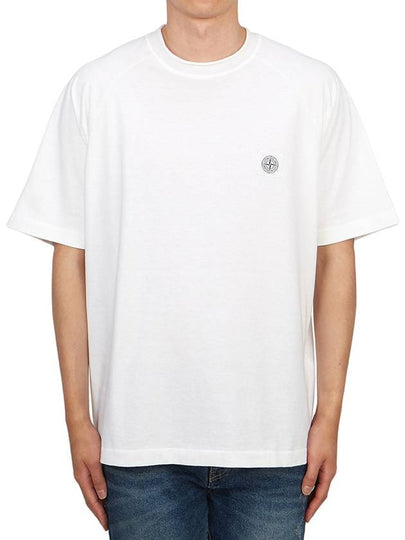 Compass Patch Regular Fit Cotton Short Sleeve T-Shirt White - STONE ISLAND - BALAAN 2