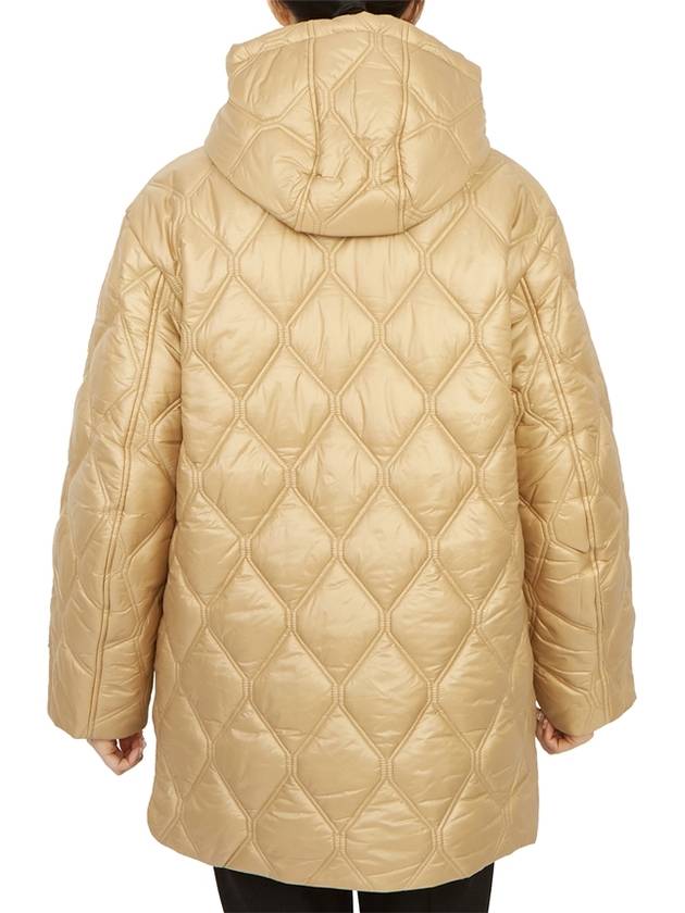 Shiny Quilt Hooded Jacket Beige - GANNI - BALAAN 6