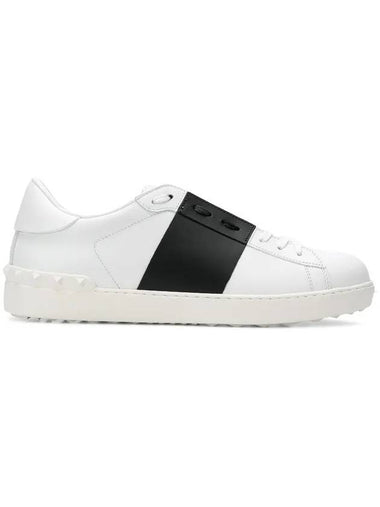 Men's Hidden Open Band Low Top Sneakers White Black - VALENTINO - BALAAN 1