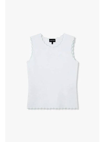 Women s Scallop Trim Textured Knit Top White - EMPORIO ARMANI - BALAAN 1