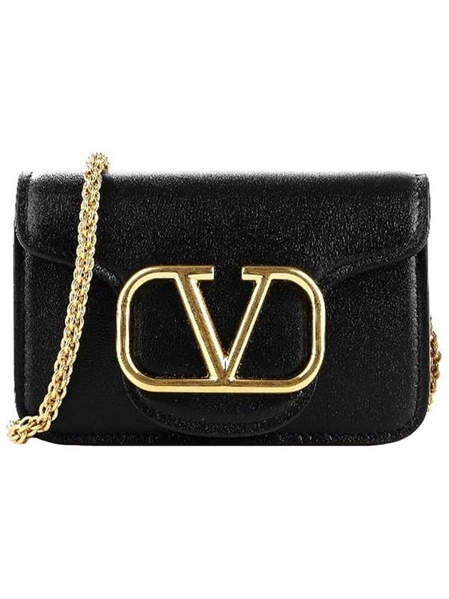 V logo leather cross bag black - VALENTINO - BALAAN 1